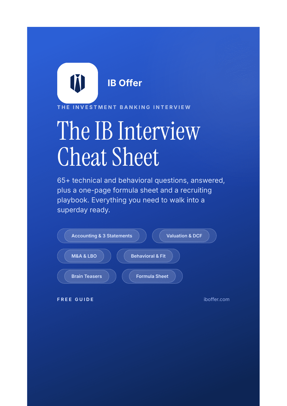 Cover of the IB Offer interview cheat sheet